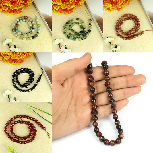 Natural Crystal Stone 8 mm Faceted Loose Beads 45-50 pcs for Making Bracelet Mala Necklaces