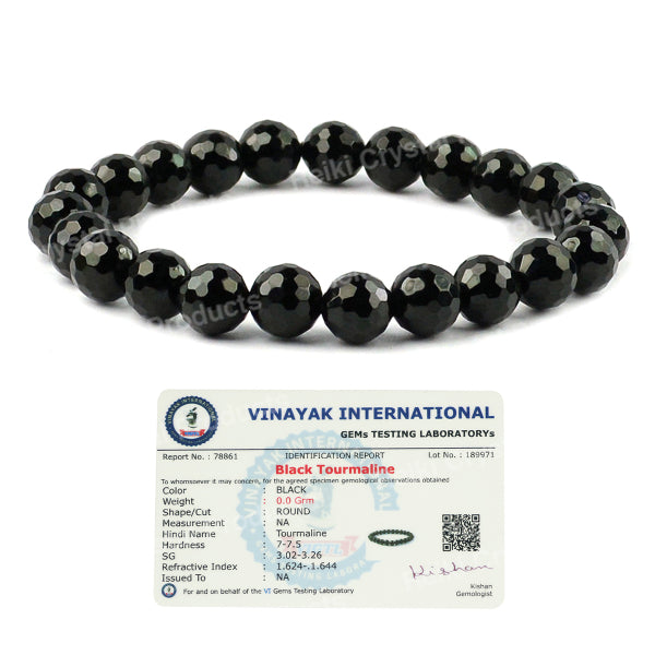 Certified Natural Crystal Stone 8 mm Faceted Bead Bracelet