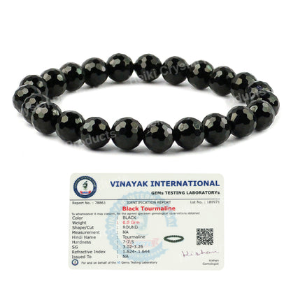 Certified Natural Crystal Stone 8 mm Faceted Bead Bracelet