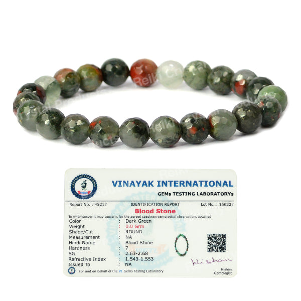 Certified Natural Crystal Stone 8 mm Faceted Bead Bracelet