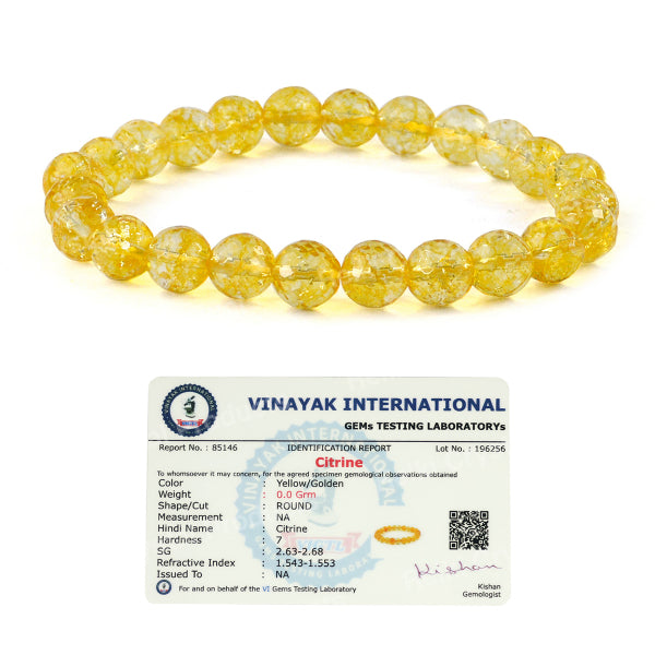 Certified Natural Crystal Stone 8 mm Faceted Bead Bracelet