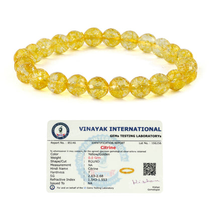 Certified Natural Crystal Stone 8 mm Faceted Bead Bracelet