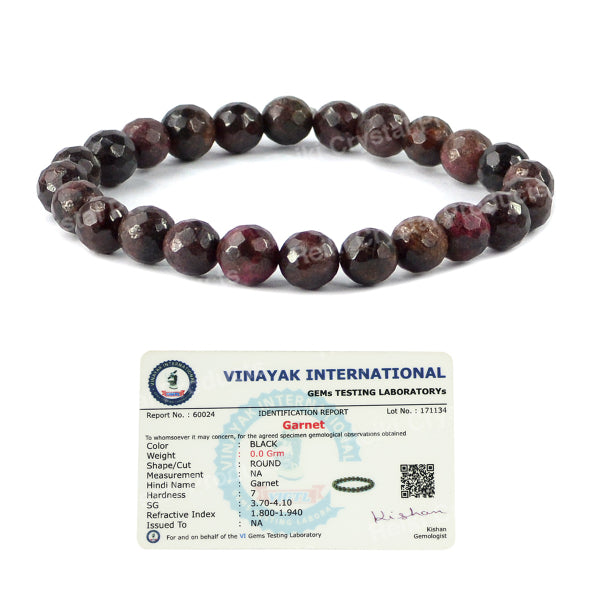 Certified Natural Crystal Stone 8 mm Faceted Bead Bracelet