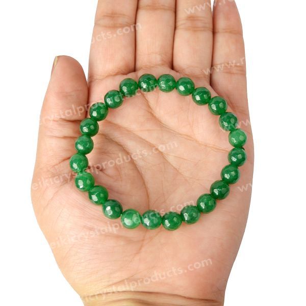 Certificate Green Aventurine 8 mm Faceted Bead Bracelet for Unisex