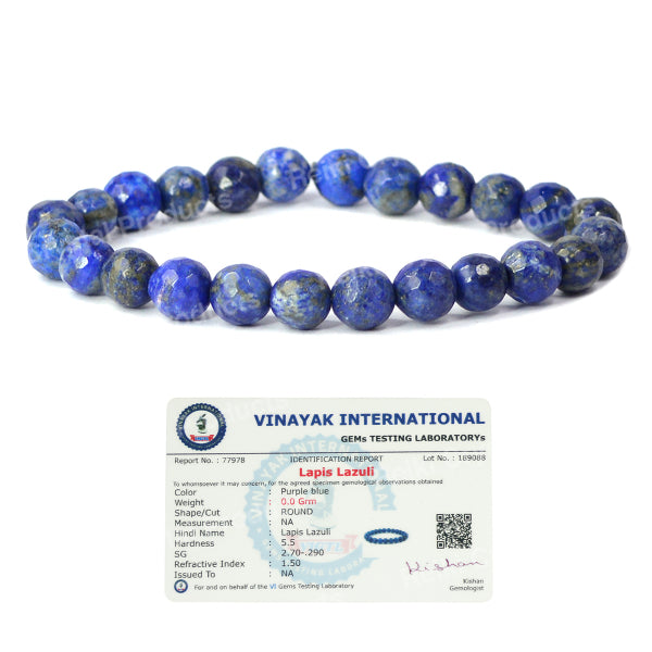 Certified Natural Crystal Stone 8 mm Faceted Bead Bracelet