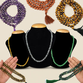 Natural Crystal Stone 8 mm 108 Faceted Bead Mala for Unisex
