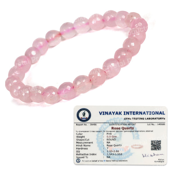 Certified Natural Crystal Stone 8 mm Faceted Bead Bracelet