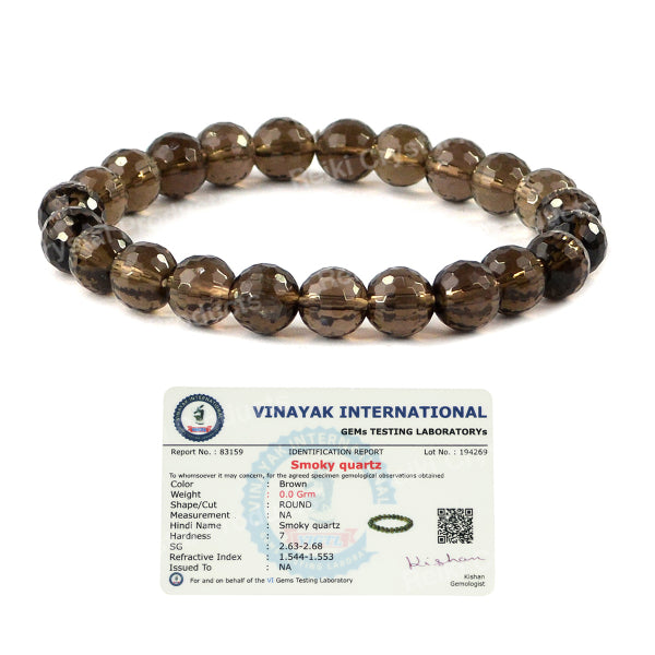 Certified Natural Crystal Stone 8 mm Faceted Bead Bracelet