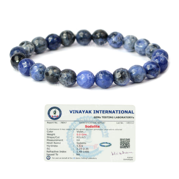 Certified Natural Crystal Stone 8 mm Faceted Bead Bracelet