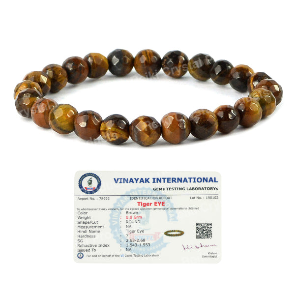 Certified Natural Crystal Stone 8 mm Faceted Bead Bracelet