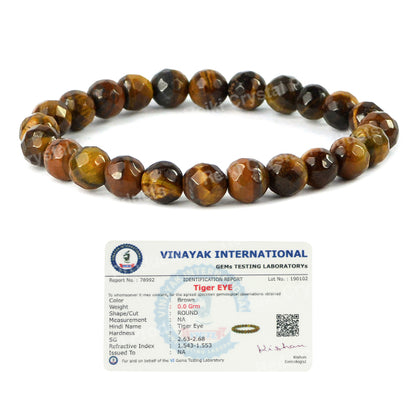 Certified Natural Crystal Stone 8 mm Faceted Bead Bracelet
