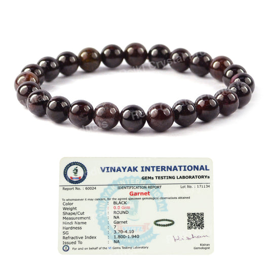 Certified Garnet 8 mm Round Bead Bracelet