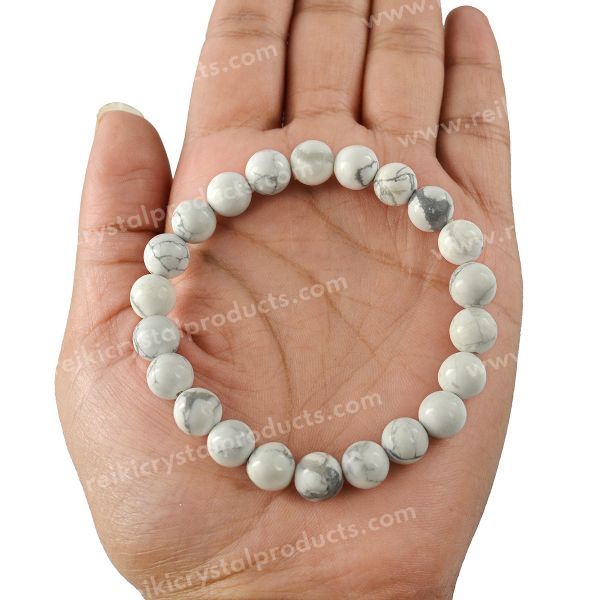 Certified Howlite 8 mm Round Bead Bracelet
