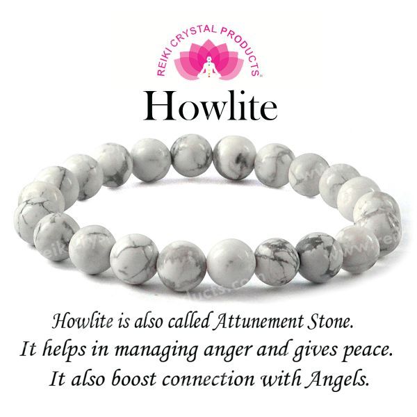 Certified Howlite 8 mm Round Bead Bracelet