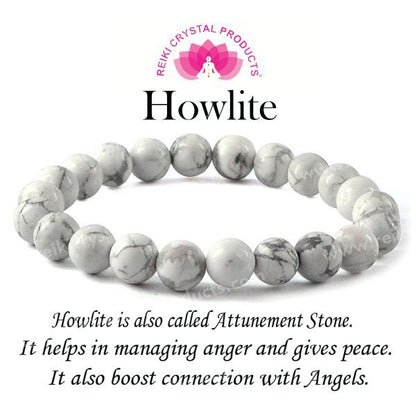 Certified Howlite 8 mm Round Bead Bracelet