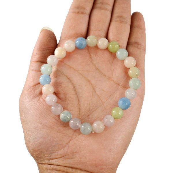 Morganite 8 mm Round Bead Bracelet