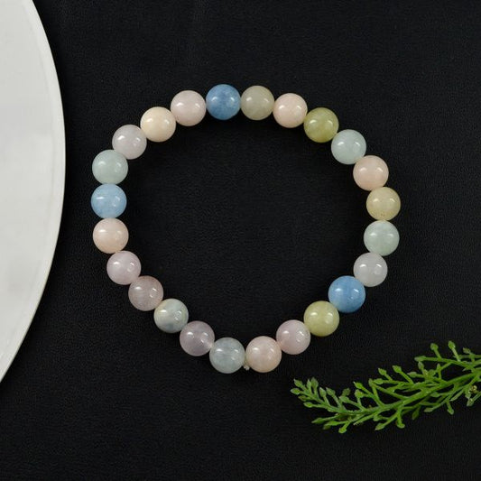 Morganite 8 mm Round Bead Bracelet