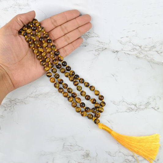 Tiger Eye 108 Round Bead Mala
