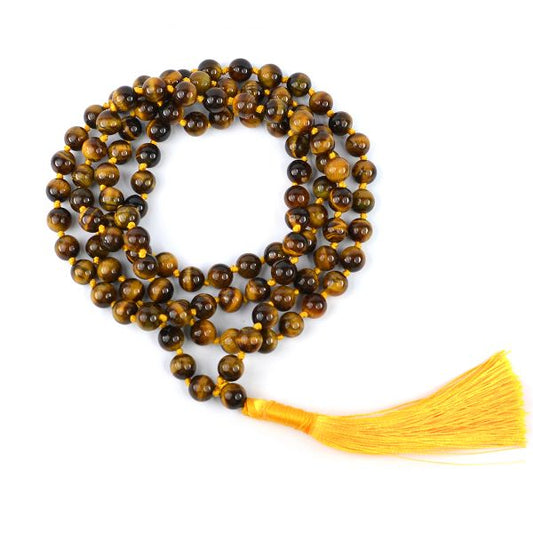 Tiger Eye 108 Round Bead Mala