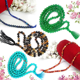 Natural Crystal Stone Tasbeeh Jaap Mala for Prayer 99 Beads 8 mm