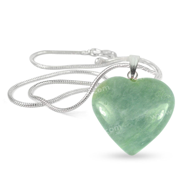 Amazonite Heart Shape Pendant Size 25-30 mm with Metal Chain