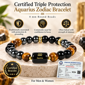 Certified Triple Protection Aquarius Zodiac Bracelet 8 mm