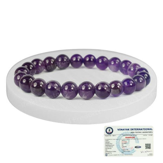 Certified Bracelet with Selenite Charging Plate Combo | Amethyst Citrine Tiger Eye Rose Quartz Sphatik Green Jade Pyrite Black Tourmaline Dhan Yog Money Magnet Bracelet