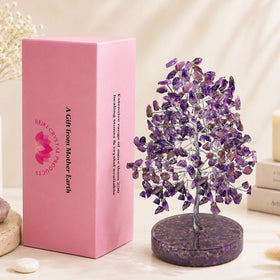 Natural Amethyst Crystal Tree with Natural Amethyst Chip Stone Base | Reiki Charged Healing Tree for Peace, Calmness, Meditation, Home & Office Décor, Vastu & Feng Shui