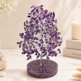 Natural Amethyst Crystal Tree with Natural Amethyst Chip Stone Base | Reiki Charged Healing Tree for Peace, Calmness, Meditation, Home & Office Décor, Vastu & Feng Shui