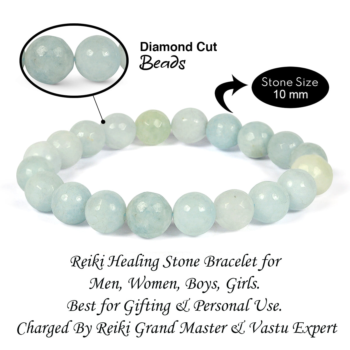 Aquamarine Crystal Bracelet | Natural Healing Gemstone Bracelet for Courage & Clarity