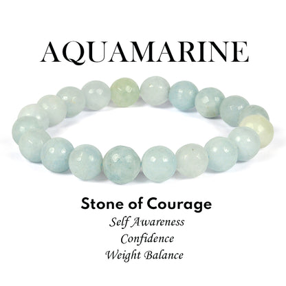 Aquamarine Crystal Bracelet | Natural Healing Gemstone Bracelet for Courage & Clarity