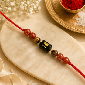 Aries (मेष राशि) Zodiac Birth Sign Gemstone Rakhi | Natural Crystal Astrology Rakhi Bracelet | Adjustable Thread Raksha Bandhan Gift for Men & Women