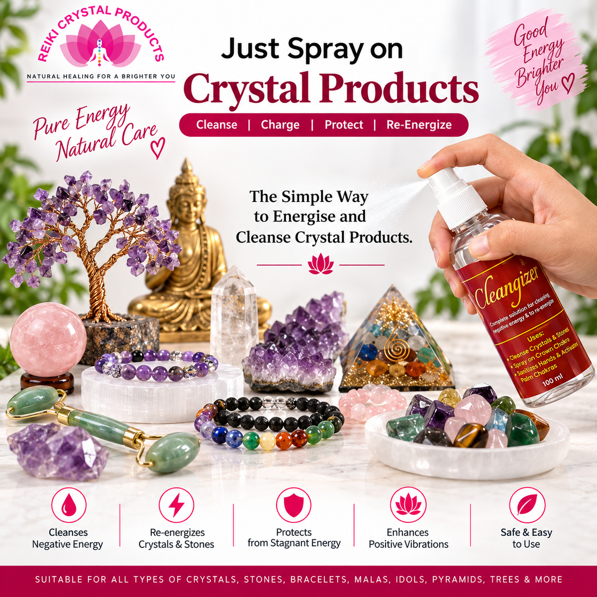 Aura CleanGizer Spray 100 ml for Charging and Cleansing Crystals