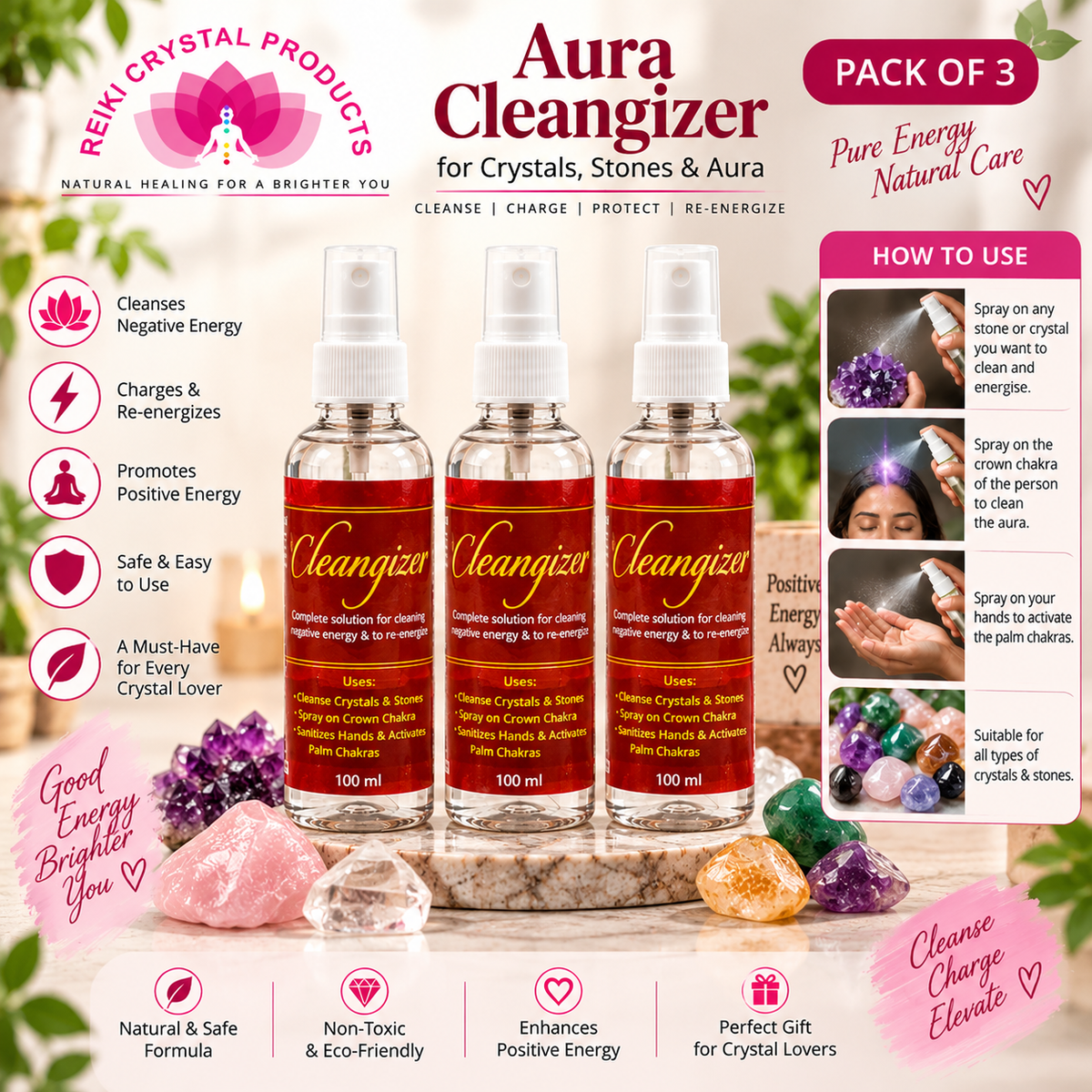 Aura CleanGizer 100 ml Spray for Reiki and Meditation