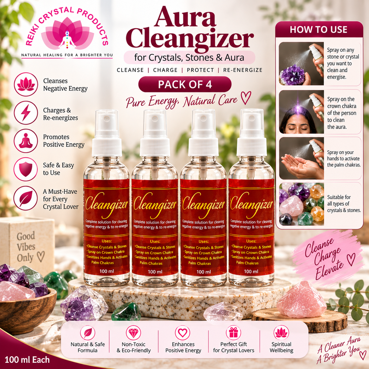 Aura CleanGizer Spray for Crown Chakra and Aura Cleansing Practices