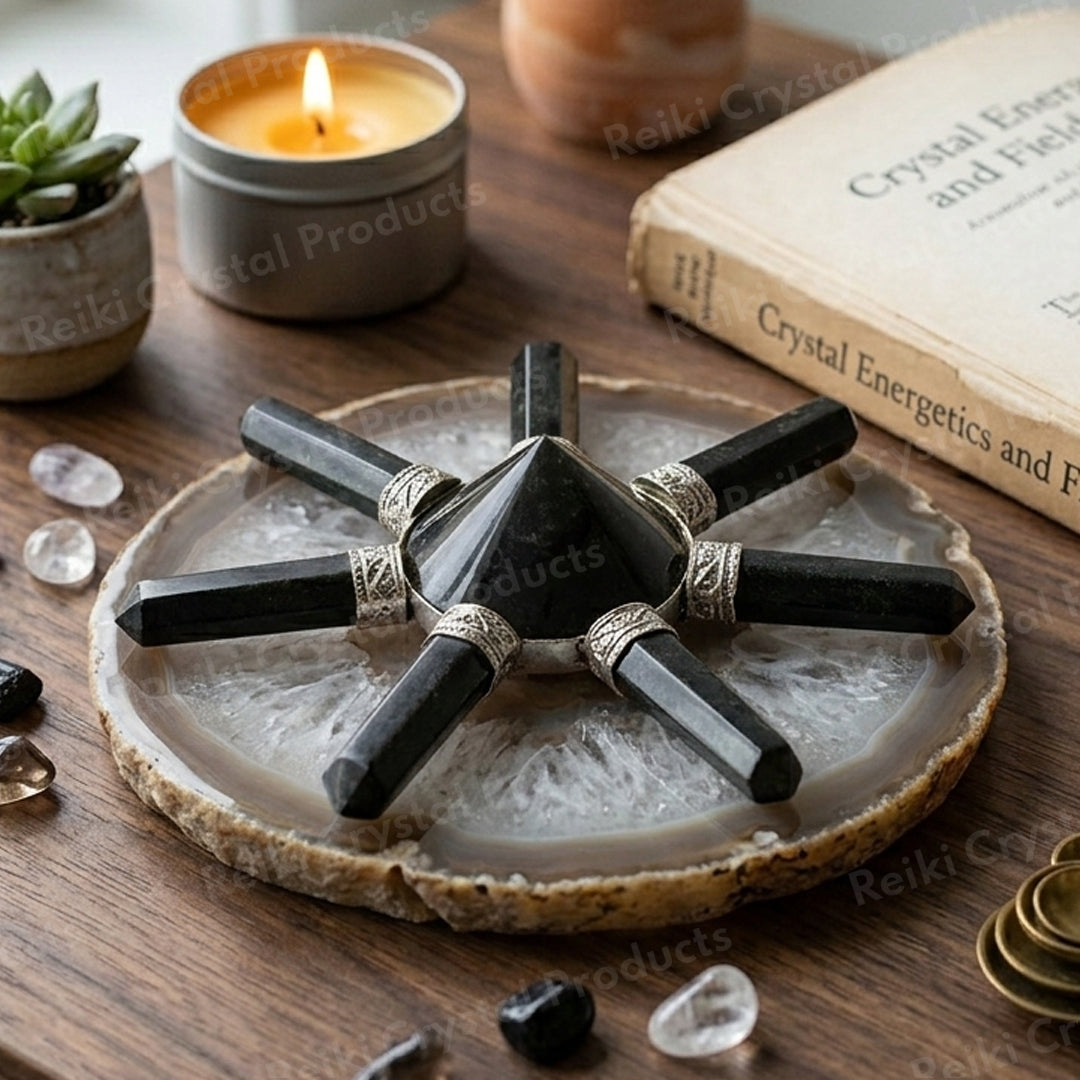 black tourmaline crystal energy generator pyramid center 7 wand
