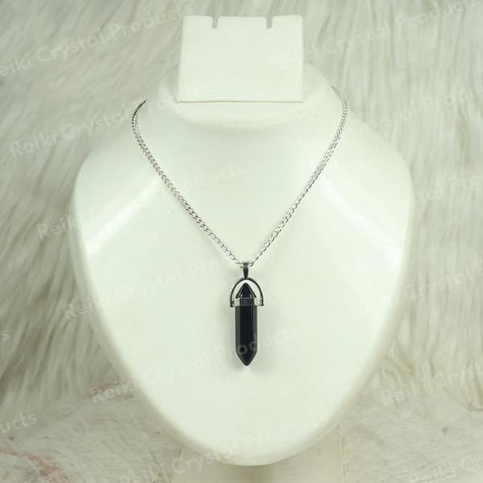 Natural Crystal Stone Double Terminated Pencil Pendant With Chain