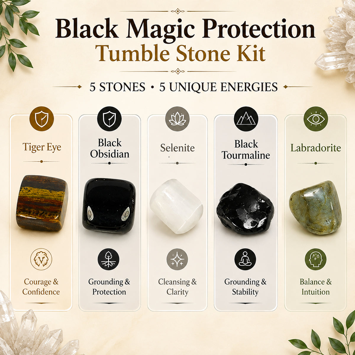 Premium Reiki Charged Healing Crystal Tumble Stone Kit for Manifestation, Chakra Balancing, Wealth, Education, Relationship, Protection, Health Booster, Stress Relief and Positive Energy Activation