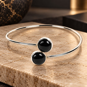 Black Tourmaline Cuff Bangle Bracelet