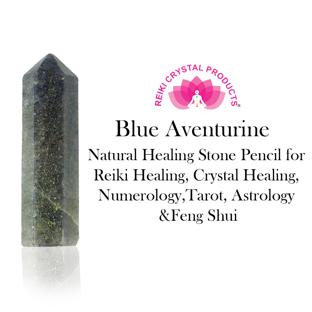 Reiki Charged Blue Aventurine Crystal Pencil for Mental Clarity