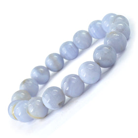 Polished Blue Lace Agate Crystal Bracelet for Calmness