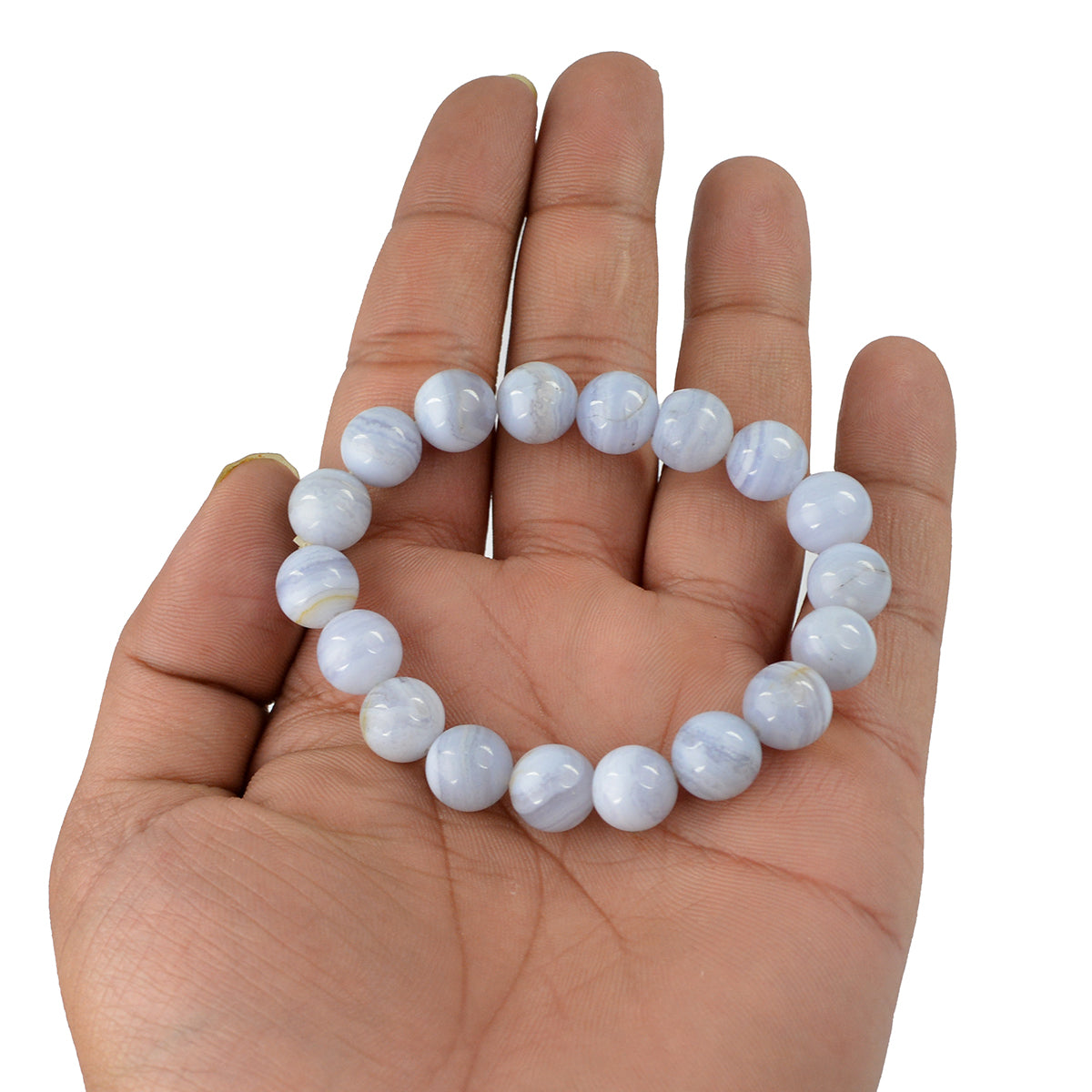 Reiki Charged Blue Lace Agate Bracelet for Communication