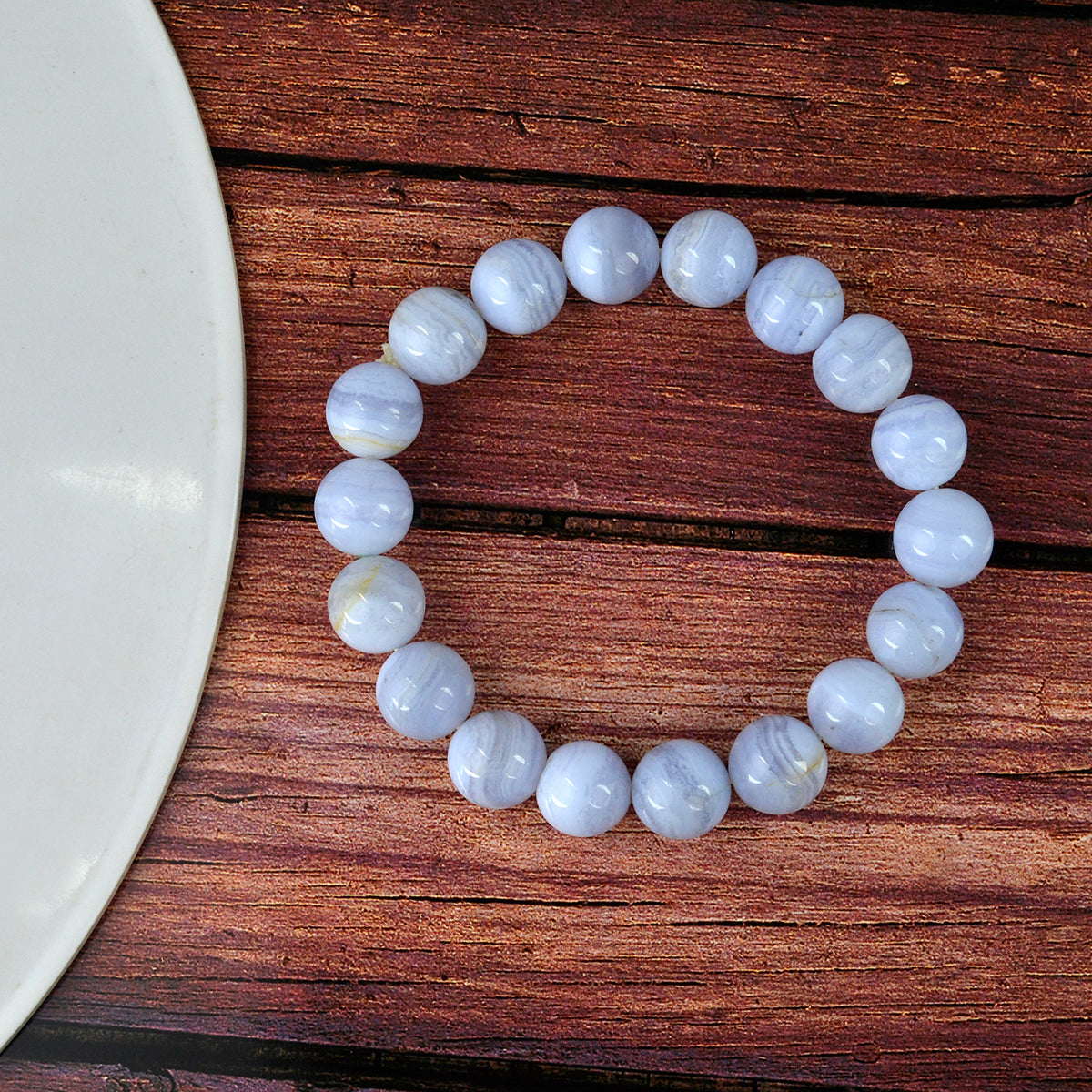 Blue Lace Agate 10 mm Bead Bracelet for Daily Wear