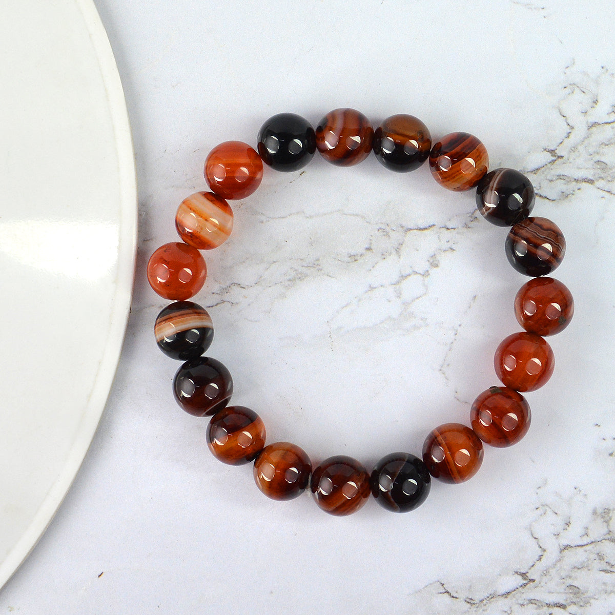Red Sulemani Hakik Botswana Agate Crystal Bracelet | Natural Healing Gemstone Bracelet for Energy & Strength