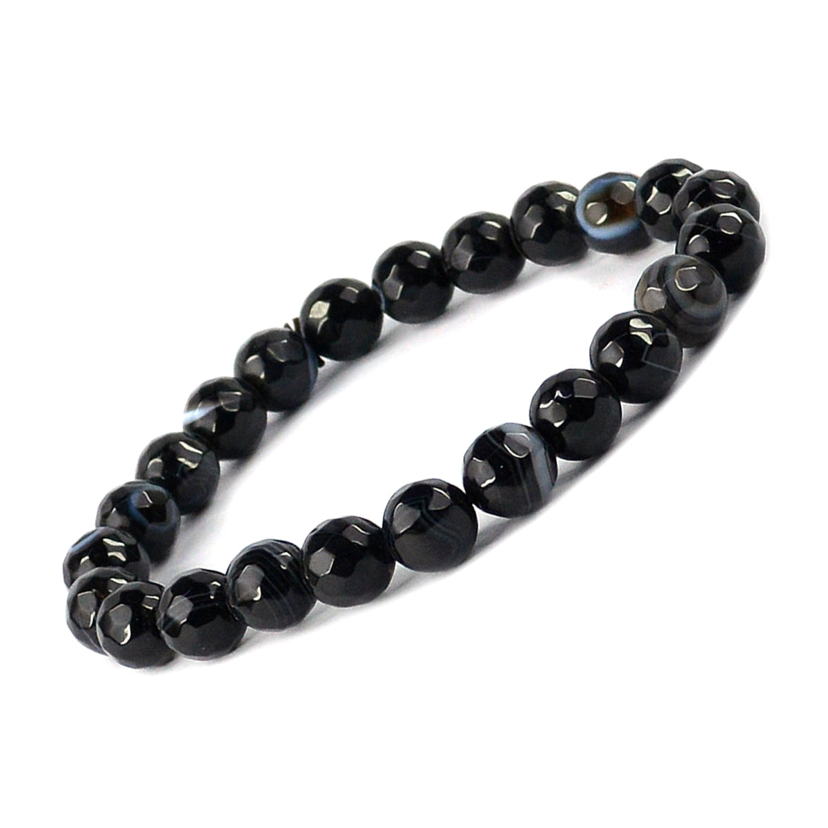 Black Botswana Agate Sulemani Hakik Crystal Bracelet | Natural Healing Gemstone Bracelet for Protection & Stability
