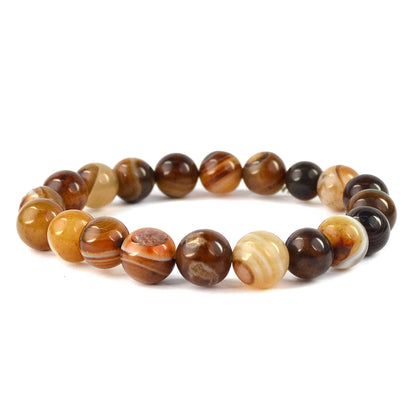 Brown Botswana Agate Sulemani Hakik Crystal Bracelet | Natural Healing Gemstone Bracelet for Grounding & Stability