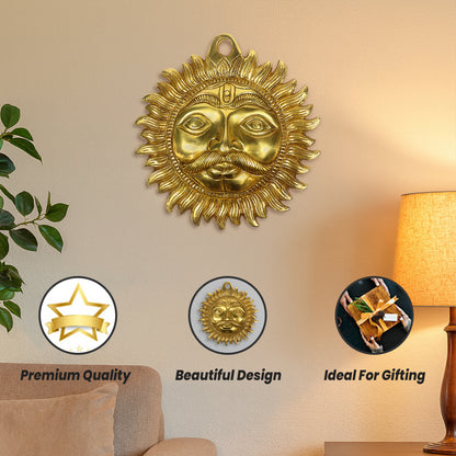 Brass Sun Wall Hanging | Brass Sun Idol Wall Sculpture for Home Decor