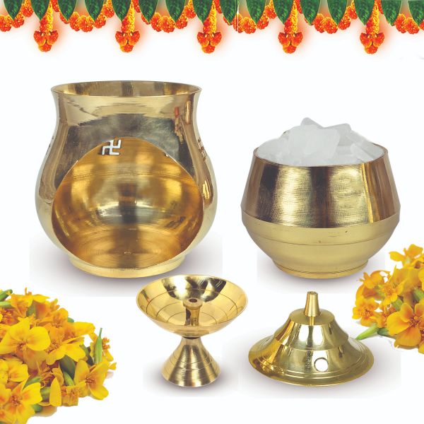 Brass Aroma Incense Burner with Diya