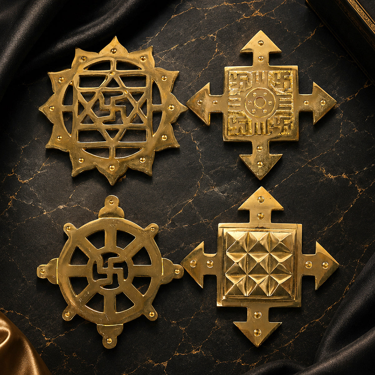 Brass Helix Vastu Tool Combo | East, West, North & South Direction Helix Set | Traditional Brass Vastu Accessories for Home, Office & Commercial Spaces 15 cm