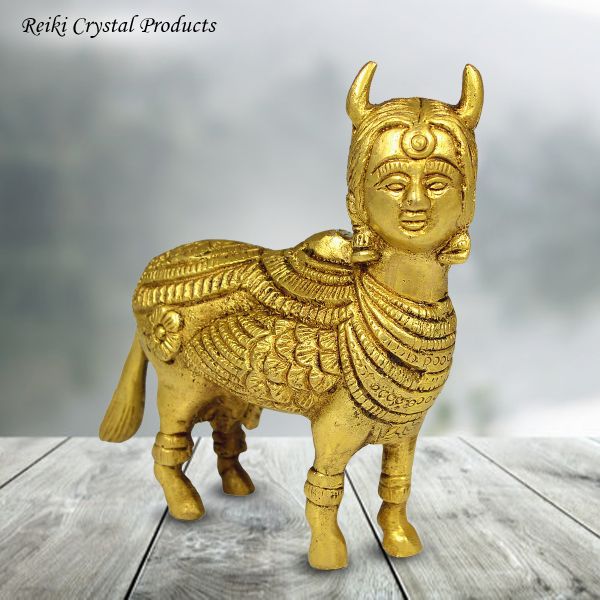 Brass Kamdhenu Cow with Calf Statue